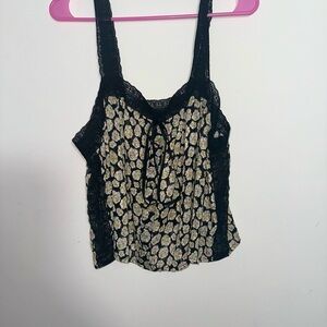 Forever 21 Tan Sleeveless Camisole with Bustier Ruffled Tie Front